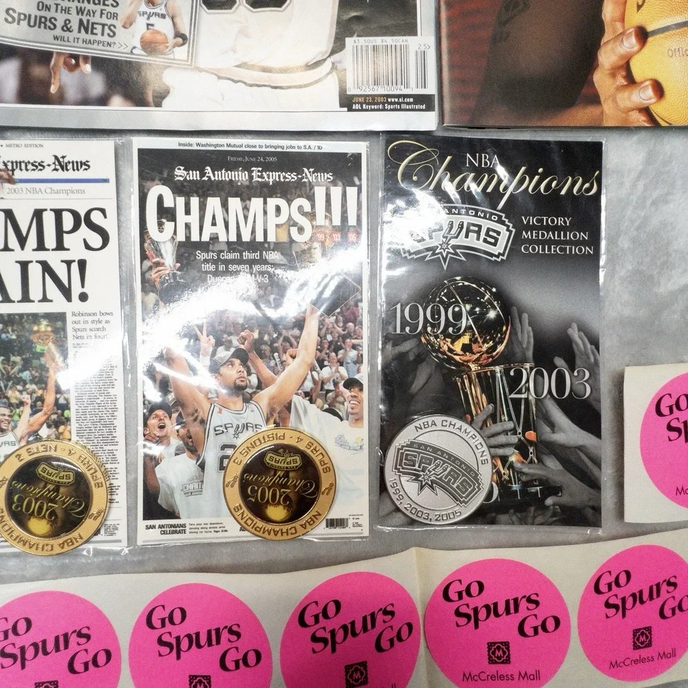 San Antonio Spurs Sports Memorabilia Championship Coins Magazines Stickers
